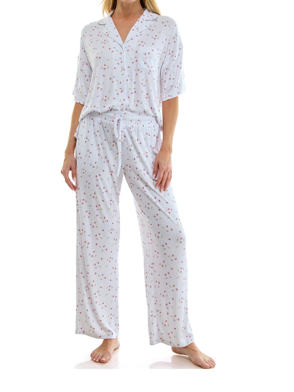 Women's White Floral Pajama Set - Comfortable Sleepwear- Jaclyn Intimates